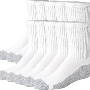 Hanes Boys' Uniform Crew Socks, Moisture-wicking Socks, Cushioned Foot Bottoms, 10-pairs