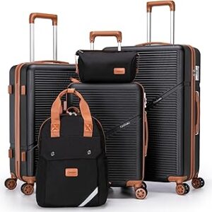 Cosbarn Luggage Sets 5 Piece Suitcases with Wheels, Suitcase Set ABS Hard Case Luggage with TSA Lock Spinner Wheels Durable Travel Luggage (5-Piece Set(20/24/28))