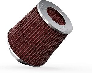K&N High-Flow Original Lifetime Universal Clamp-On Air Filter: High Performance, Premium: Flange Diameter: 4 In, Filter Height: 5.5 In, Flange Length: 1.125 In, Shape: Round Tapered, RG-1001RD