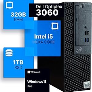 Dell Optiplex 3060 Desktop Computer | Intel i5-8500 (3.2) | 32GB DDR4 RAM | 1TB SSD Solid State | Built in WiFi | Bluetooth | Windows 11 Professional | Home or Office PC (Renewed)