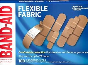 Band-Aid Brand Flexible Fabric Adhesive Bandages, Comfortable Sterile Protection & Wound Care for Minor Cuts & Burns, Quilt-Aid Technology to Cushion Painful Wounds, Assorted Sizes, 100 ct