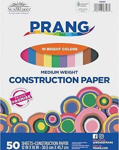Prang (Formerly SunWorks) Construction Paper, 10 Assorted Colors, 12 x 18, 50 Sheets
