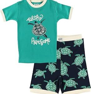 Lazy One Short-Sleeved Summer Pajama Set for Girls and Boys, Kid Pajama Set