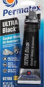 Permatex 82180 Ultra Black Maximum Oil Resistance RTV Silicone Gasket Maker, Sensor Safe and Non-Corrosive, for High Flex and Oil Resistant Applications 3 oz
