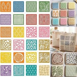 24Pcs Flower Stencils for Painting on Wood, Canvas & Wall - 4x4 Inch Reusable Plant Pattern Stencils for DIY Cookies, Crafts, Cardmaking and Fabric Decor