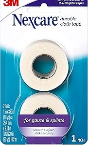Nexcare Durable Cloth Tape, Woven Tape, Securely Holds Bulky Wound Dressing - 1 In x 10 Yds, 2 Rolls of Tape