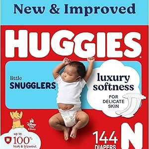 Huggies Size Newborn Diapers, Little Snugglers Baby Diapers, Size Newborn (up to 10 lbs), 144 Count, Packaging May Vary