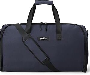Halfday Convertible 2-in-1 Garment Duffel Weekender Bag 45L | Wrinkle-Free Travel, Hanging Suit Compartment, Shoe Pockets, Trolley Sleeve. Durable & Water-Resistant Carry-on, Marine