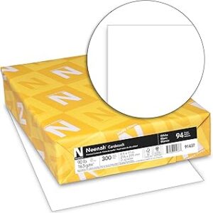Neenah Index Cardstock, 8.5 x 11, 90 lb./163 gsm, White, 300 Sheets, Lightweight, 94 Brightness - EXTRA SHEETS, MORE VALUE! (91437)