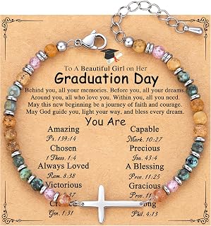 TONY & SANDY Graduation Gifts for Her 2026, Graduation Decorations Cross Bracelets for Women Girls Middle High School College Graduates, With Graduation Cap Box and Meaningful Cards