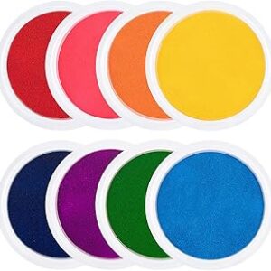 7 Large Ink Pads for Kids - Handprint Footprint Size Rainbow Stamps Pad, Safe & Washable Ink Pad for Fingerprint Painting Card Making Stamp Crafting Paper Wood Fabric Scrapbook Kids Birthday Gifts