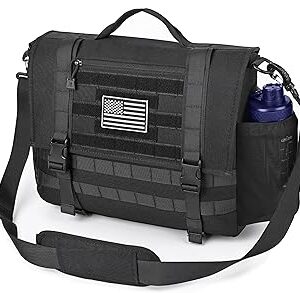 MOZETO Mens Messenger Bag, Tactical Inspired 15.6 Inch Laptop Briefcases Computer Satchel Office Work Bag for Men YKK-Zippers, Black