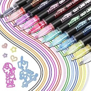 Outline Markers, 12 Metallic Shimmer Glitter Gel Pens, Tween Teen Girl Gifts Trendy Stuff, Cool Cute Art Craft School Drawing Supplies, Birthday Fun Kits for Kids Girls Ages 4 6 8 10 12 Year Old