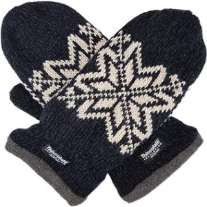 BRUCERIVER Mens Snowflake Knit Mittens with Warm Thinsulate Fleece Lining