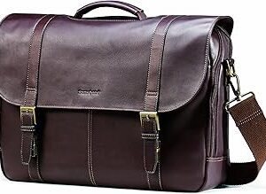 Samsonite Colombian Leather Flap-Over Messenger Bag, Brown, One Size