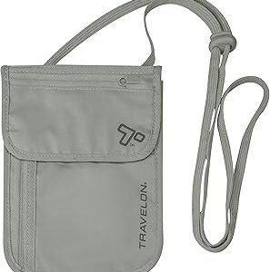 Travelon Rfid Blocking Undergarment Neck Pouch Travel Wallet, Gray, One Size