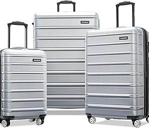 Samsonite Omni 2 Hardside 3 Piece Set - Includes Global Carry-On, Medium, & Large Checked Suitcases - 360° Dual Spinner Wheels - Integrated TSA Lock & Expansion - Amazon Exclusive - Artic Silver