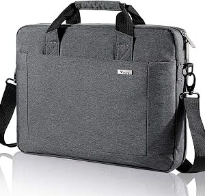 Voova Laptop Bag Case 17 17.3 Inch Computer Sleeve Messenger Bag with Shoulder Strap Expandable Waterproof Large Capacity Business Briefcase for Work Travel Fit 17-18” Laptop, Men Women, Gray