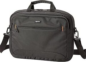 Amazon Basics Laptop Carrying Case with Shoulder Strap and Handle, Large Capacity, 15.6 in, Black