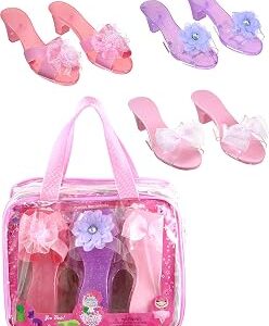 3 Pack Dress Up Kids Royalty Heels - Pretend Play High Heels for Kids, Princess Play Dress Shoes - Toddler Size 7-10
