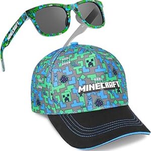 Get Trend Pokemon | Minecraft | Fortnite | Super Mario Kids Baseball Cap, Sunglasses Set UV Protection, Gamer Gifts for Boys